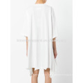 Oversized Loose White Short Sleeve Asymmetric Cotton Summer Dress Manufacture Wholesale Fashion Women Apparel (TA0009D)